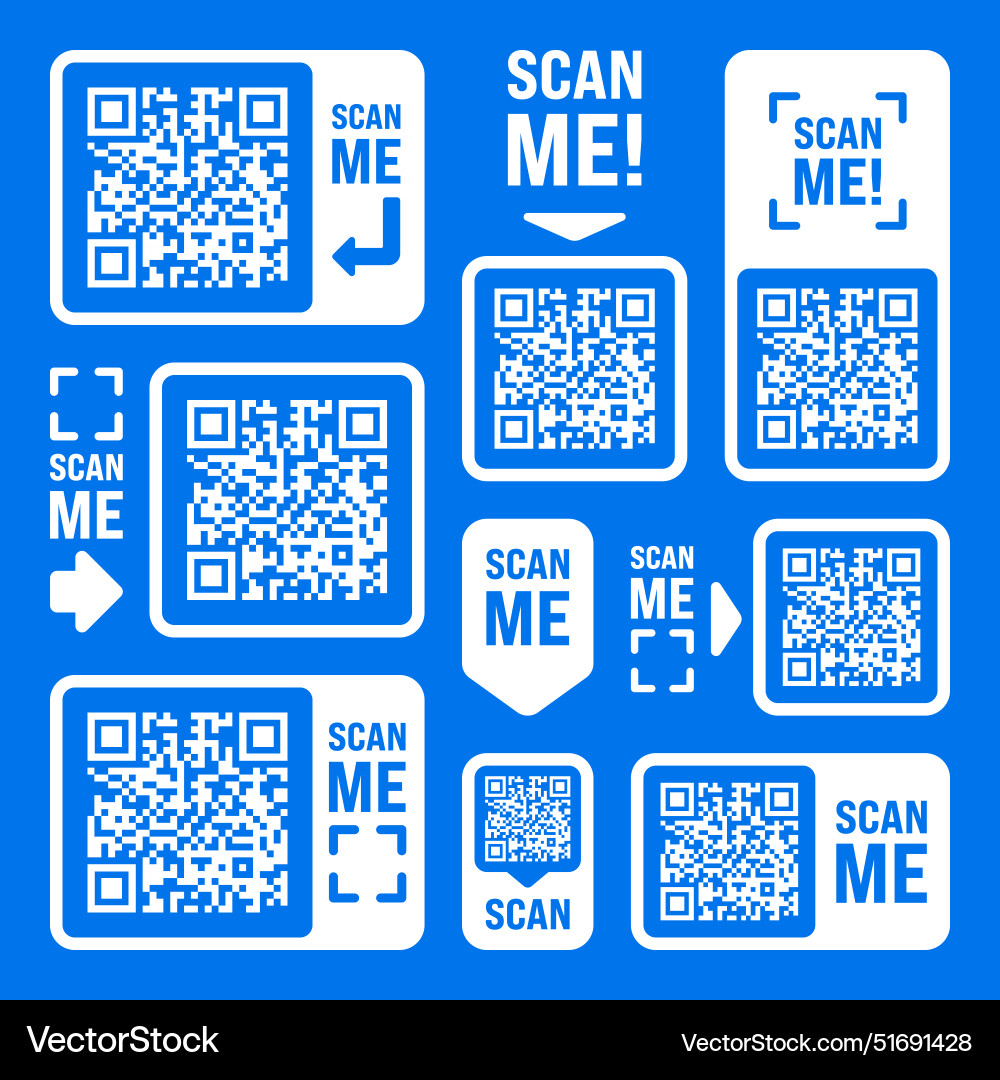 Scan me qr code sticker with text online payment Scan me qr code sticker with text online payment vector image