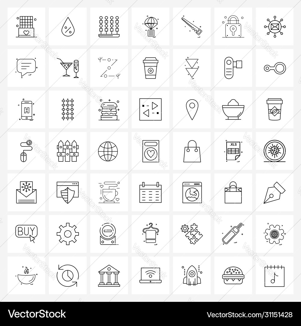 Set 49 simple line icons for web and print vector image