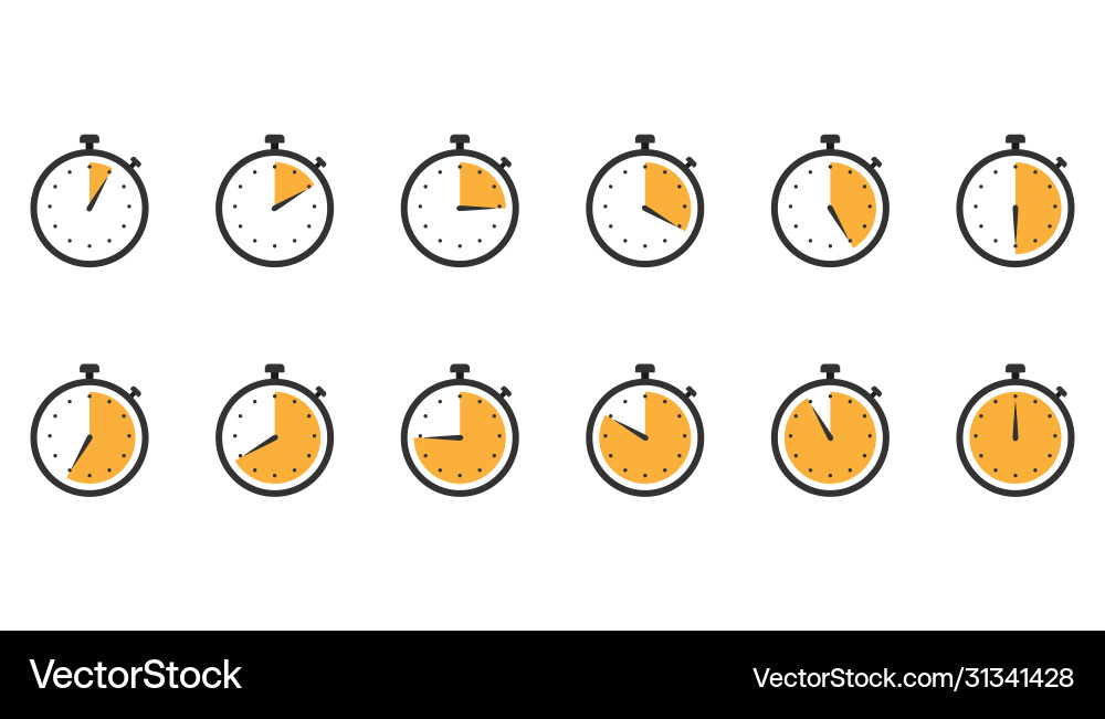 Stopwatch icons set clock timer in flat design Stopwatch icons set clock timer in flat design vector image