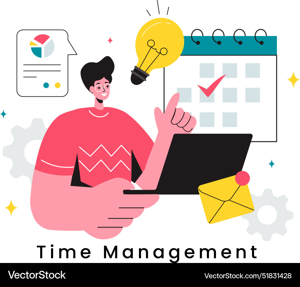 Time management with clock controls and task Time management with clock controls and task vector image