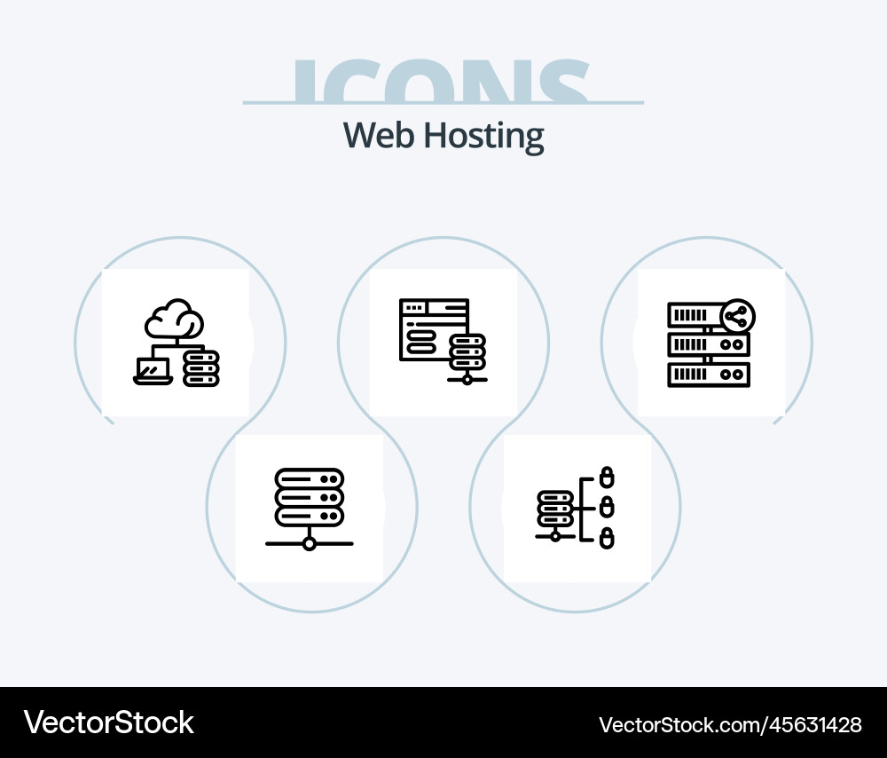 Web hosting line icon pack 5 design server vector image