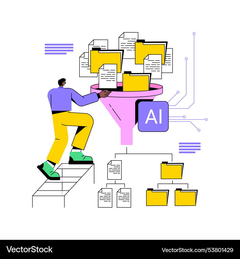 Ai-automated data preprocessing abstract concept Ai-automated data preprocessing abstract concept Vector Image