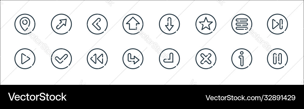 Arrow line icons linear set quality Arrow line icons linear set quality vector image