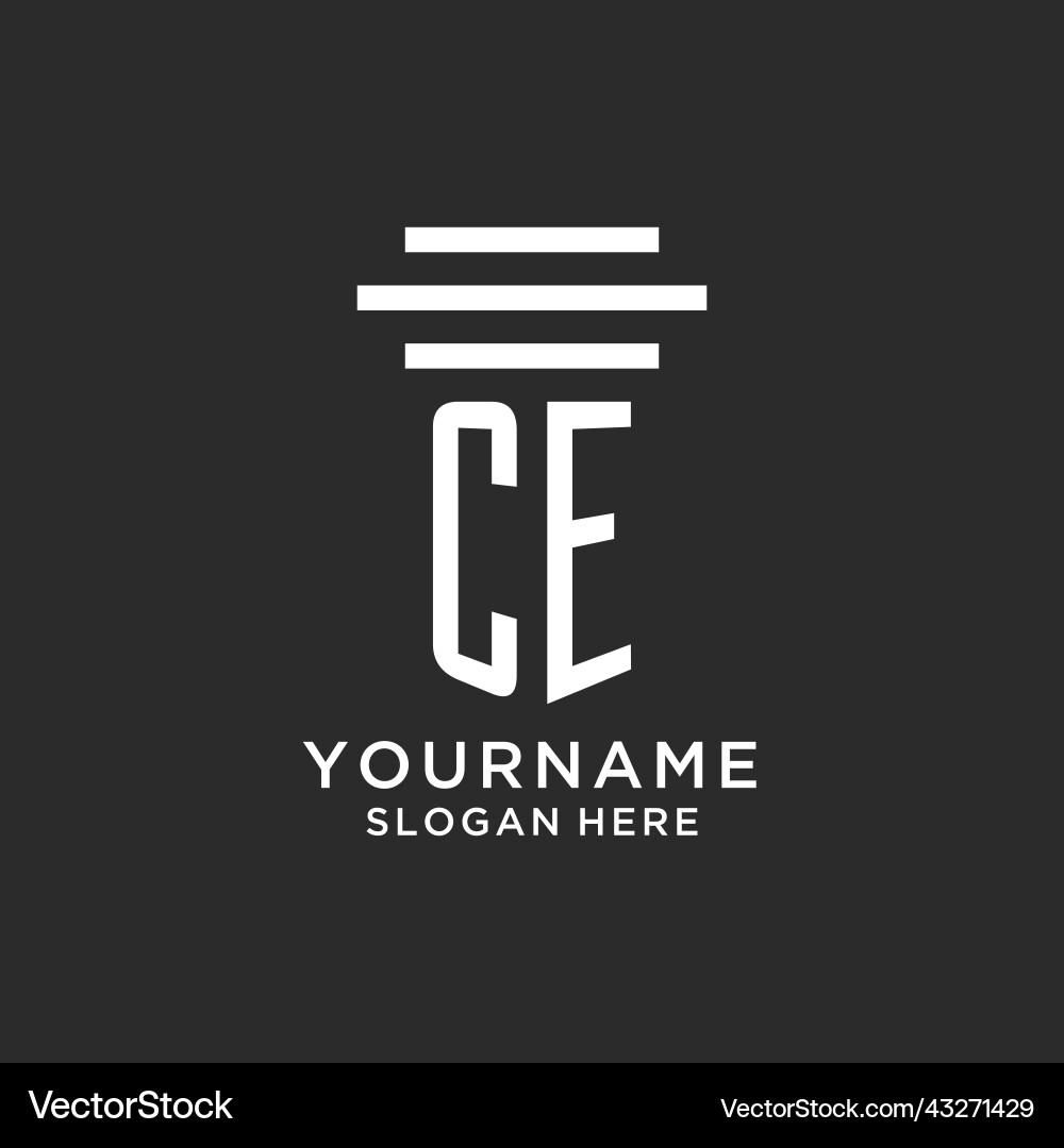 Ce initials with simple pillar logo design Vector Image