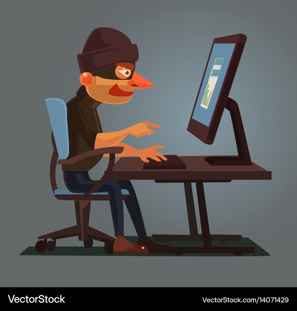 Computer hacker man character vector image