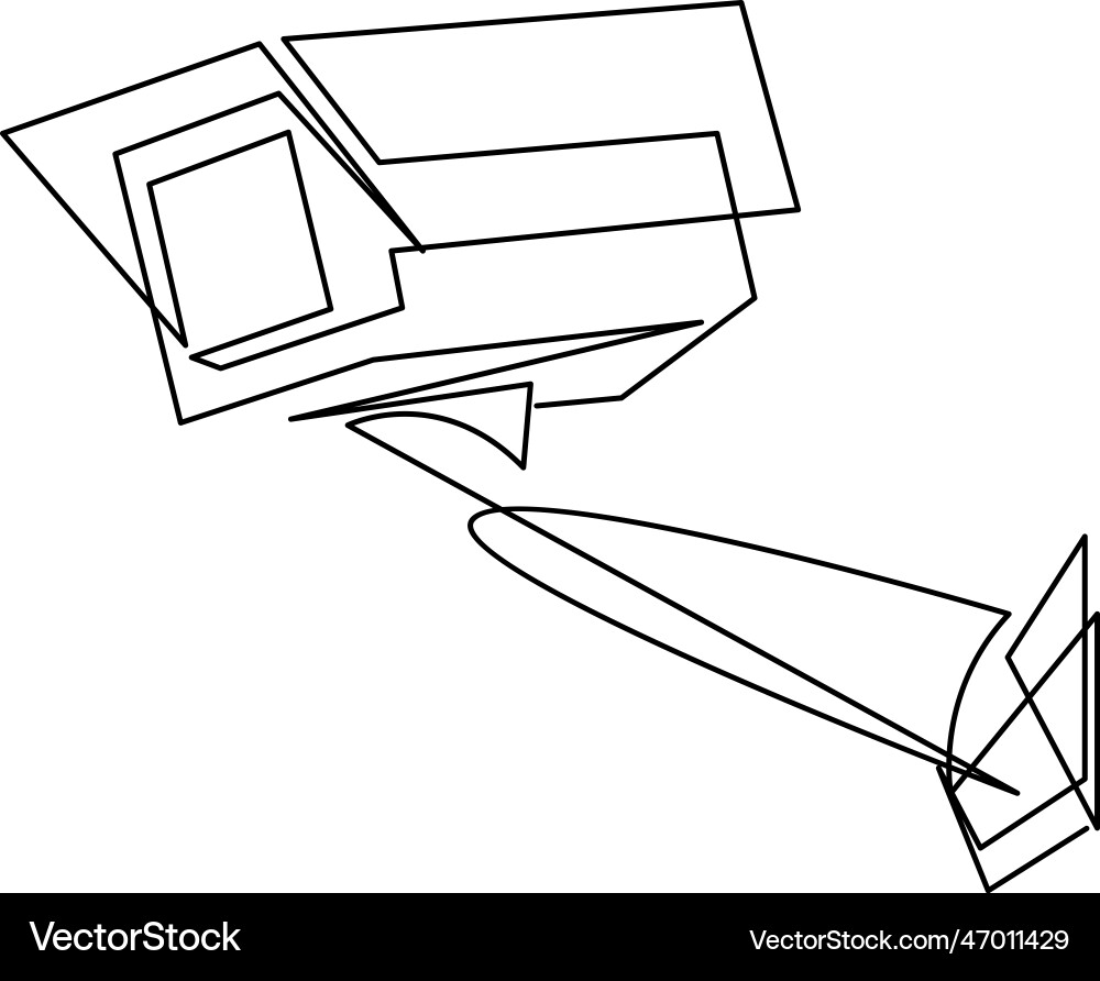Continuous one line drawing of cctv with a box Continuous one line drawing of cctv with a box Vector Image