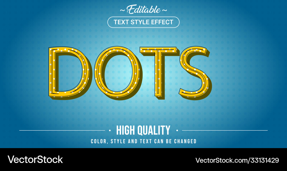 Editable text style effect - dots theme vector image