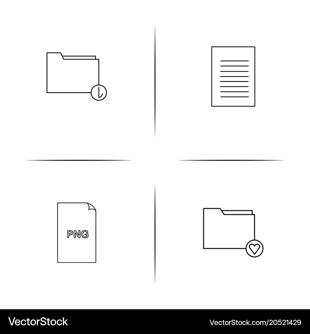 Files and folders sign simple linear icons set Vector Image