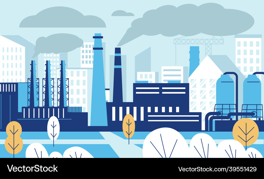 Industrial Smog Landscape Vector Image