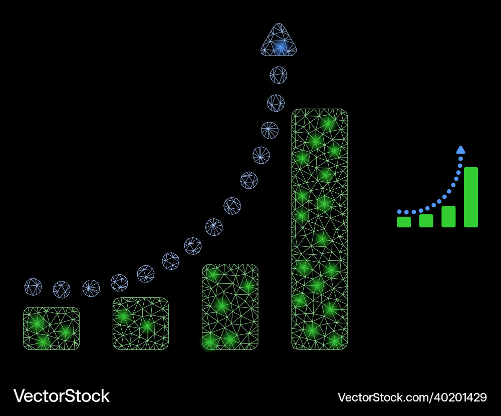 Mesh web growing chart trend with shiny Mesh web growing chart trend with shiny vector image