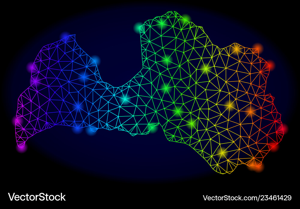 Polygonal 2d spectrum mesh map of latvia Polygonal 2d spectrum mesh map of latvia Vector Image