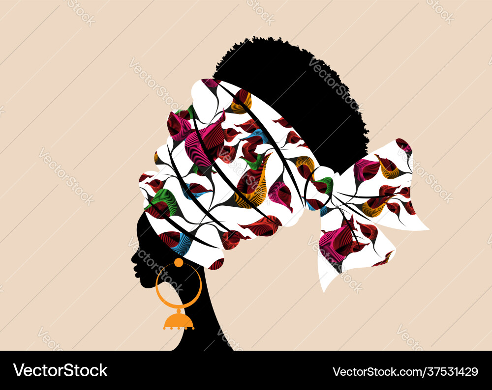 Portrait african woman in traditional turban Portrait african woman in traditional turban vector image