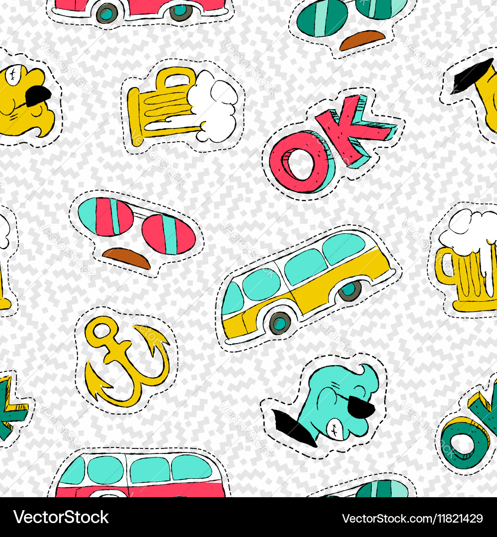 Retro Patchwork Summer Pattern Vector Image