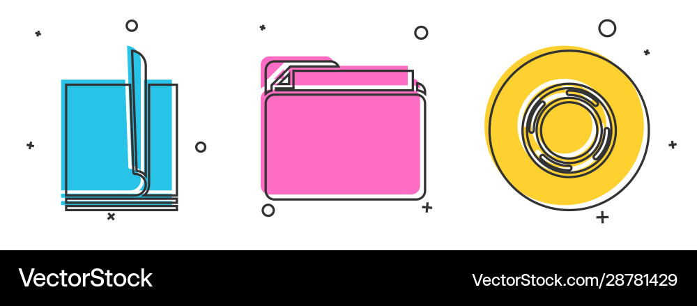 Set file document folder and scotch icon vector image