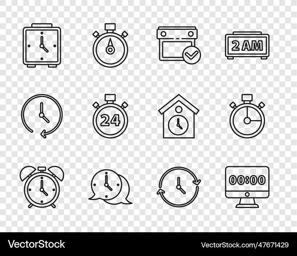Set line alarm clock on monitor calendar Set line alarm clock on monitor calendar vector image