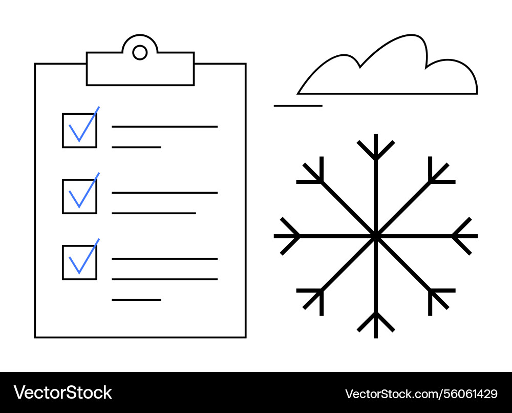 Task checklist with snowflake and cloud Task checklist with snowflake and cloud vector image