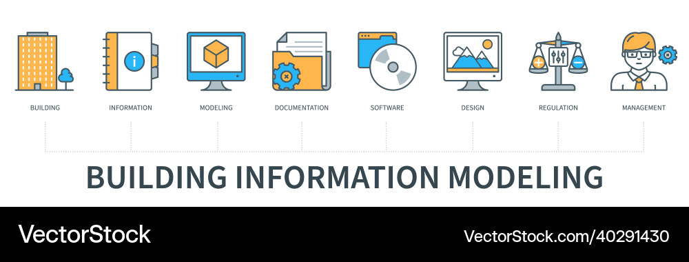 Building Information Management Icons vector image