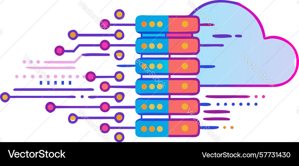 Cloud data server and digital connectivity design vector image