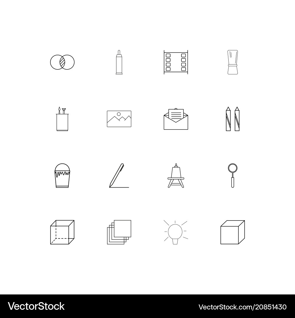 Creative process and design linear thin icons set vector image