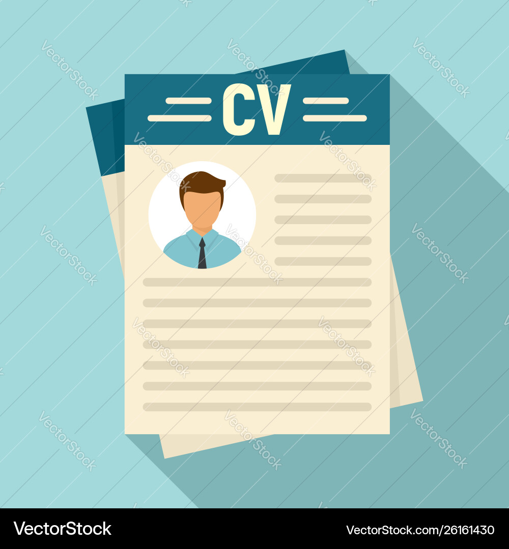 Cv document icon flat style Cv document icon flat style vector image