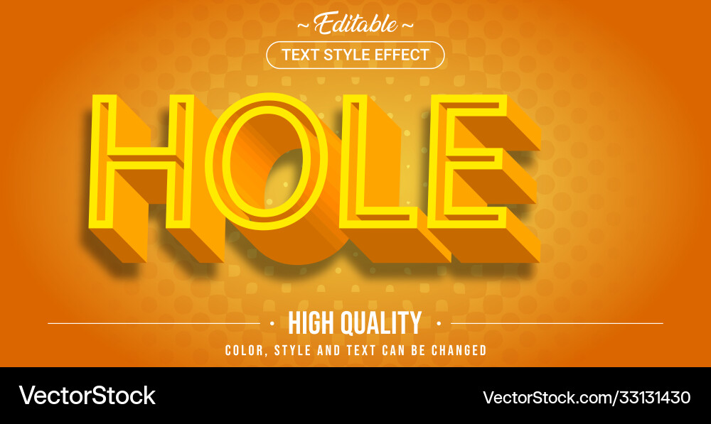 Editable text style effect - hole theme vector image