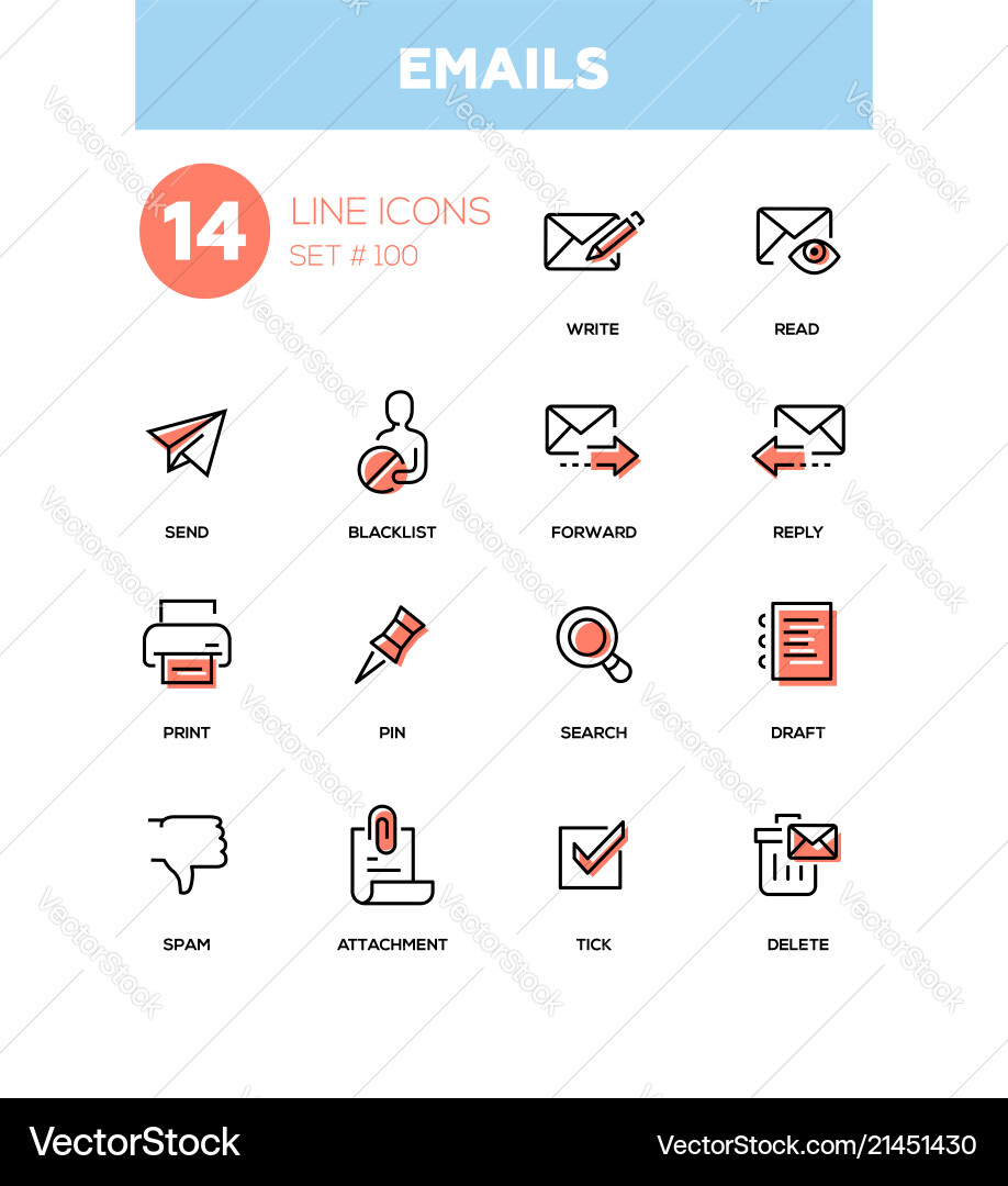 Emails - modern line design icons set Emails - modern line design icons set vector image