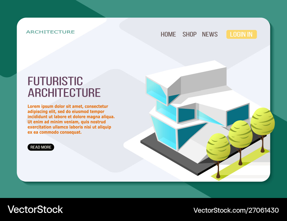 Futuristic architecture isometric web page vector image
