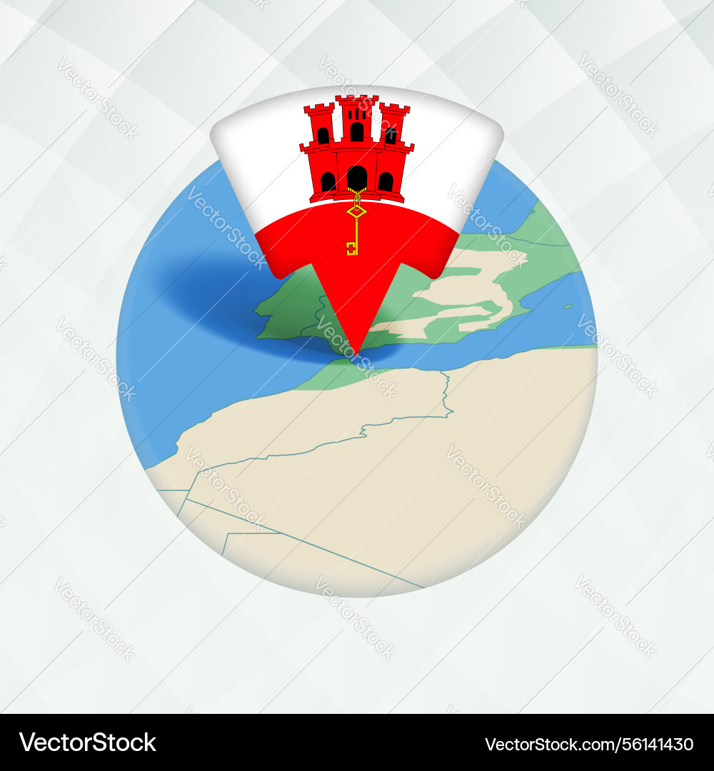 Gibraltar map highlighted with flag marker vector image