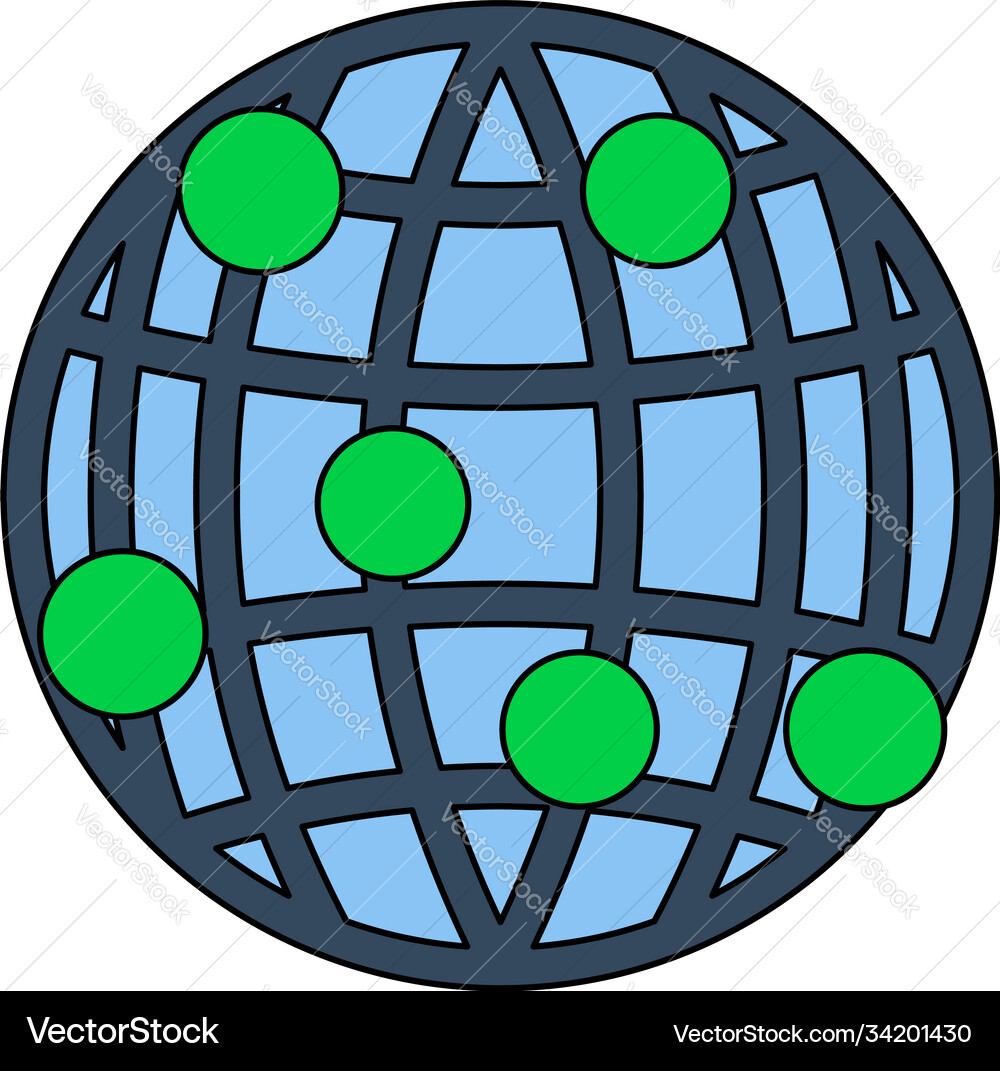 Globe connection point icon Globe connection point icon Vector Image