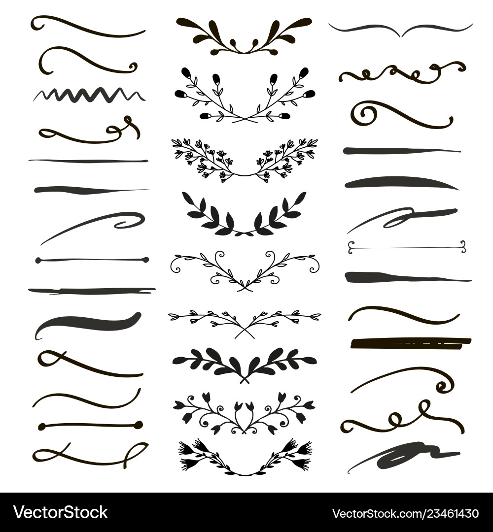 Line Borders & Laurel Elements vector image