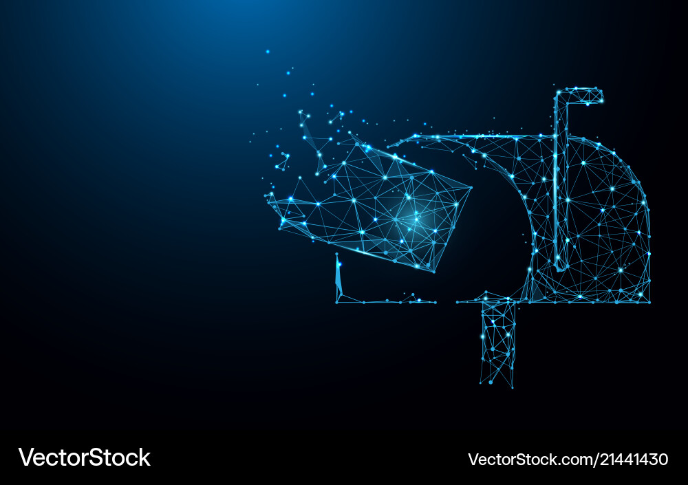 Mailbox with flying mail form lines and particle vector image