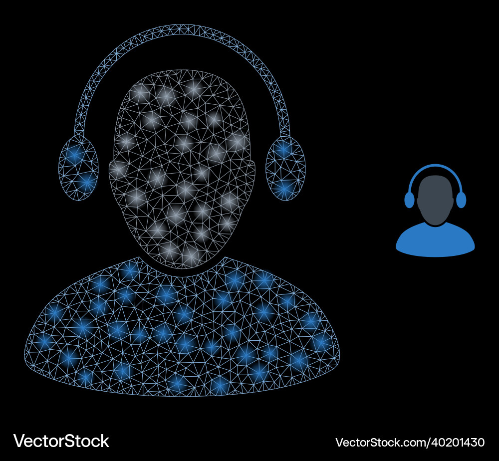 Mesh net audio operator with bright wire Mesh net audio operator with bright wire vector image