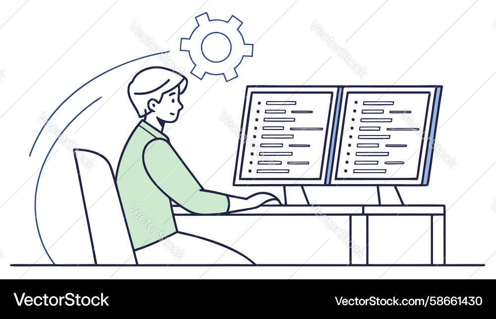 Modern Programmer Desk Setup Vector Image