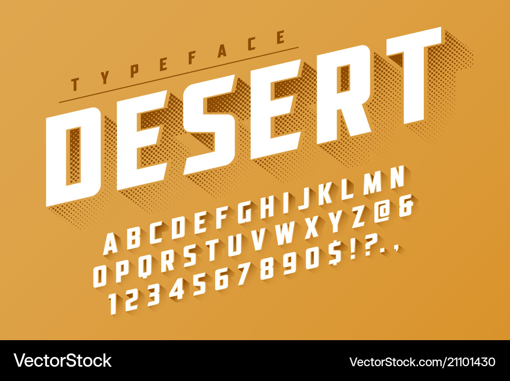 Retro Pop Art Display Font - Desert Theme vector image