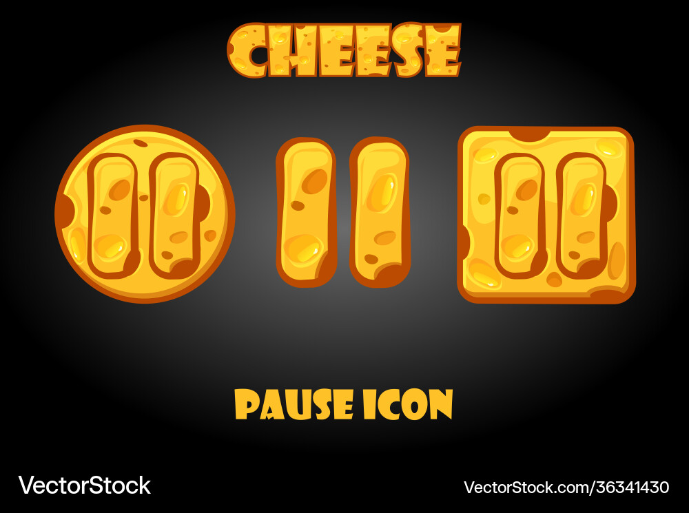 Set cheese pause buttons for menu Set cheese pause buttons for menu Vector Image
