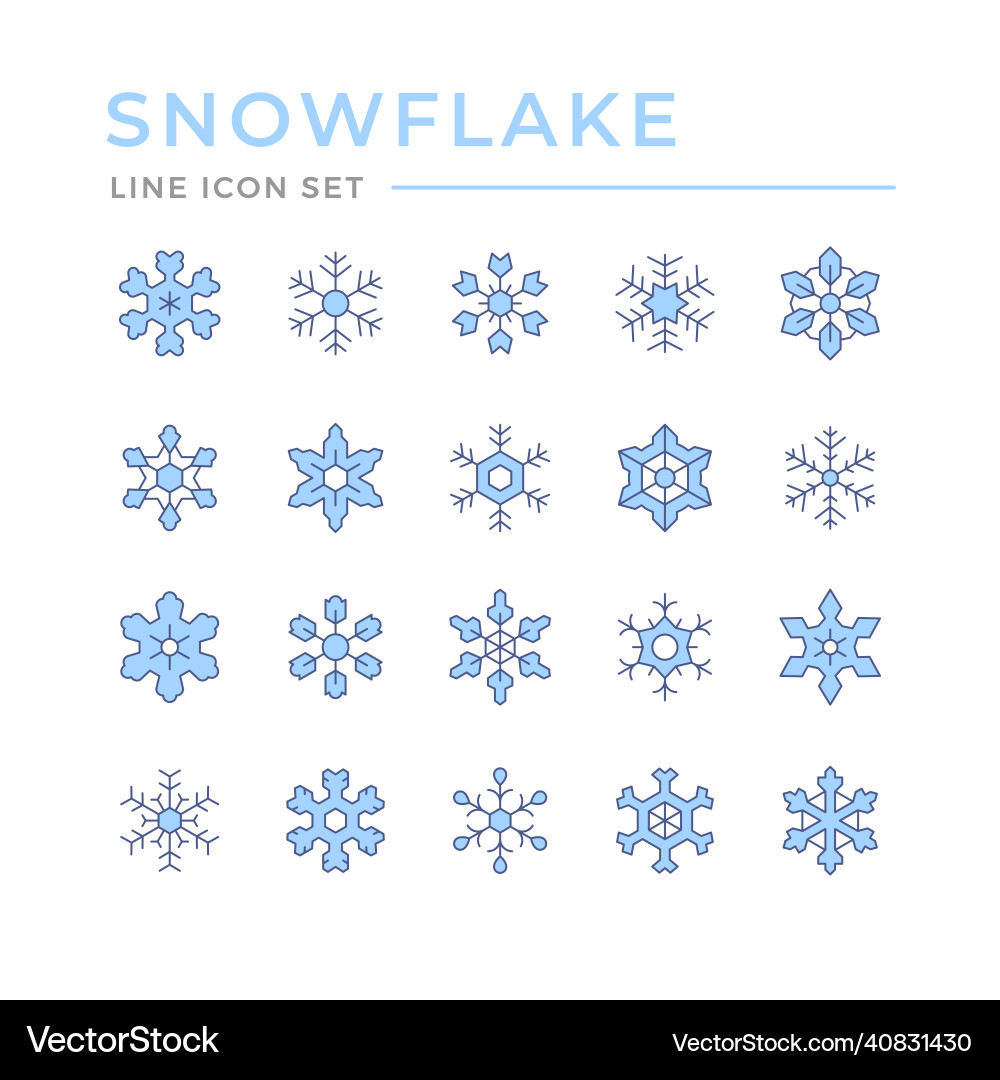Set color line icons of snowflake Vector Image