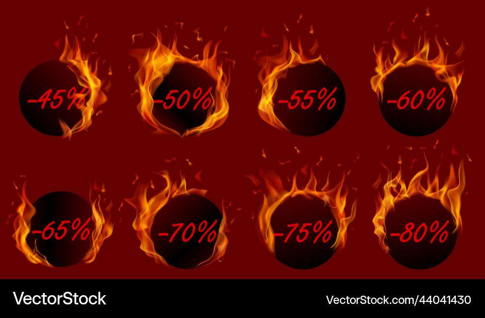 Set of burning sale labels and tags Set of burning sale labels and tags vector image