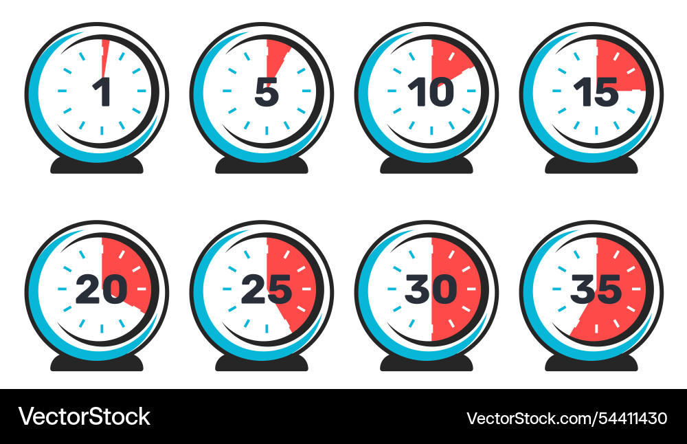Timer dials minute measurement analog clock Timer dials minute measurement analog clock vector image