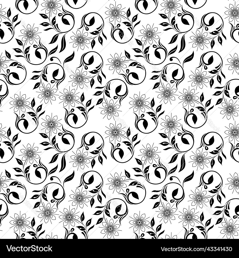 Two color seamless pattern with elements Vector Image