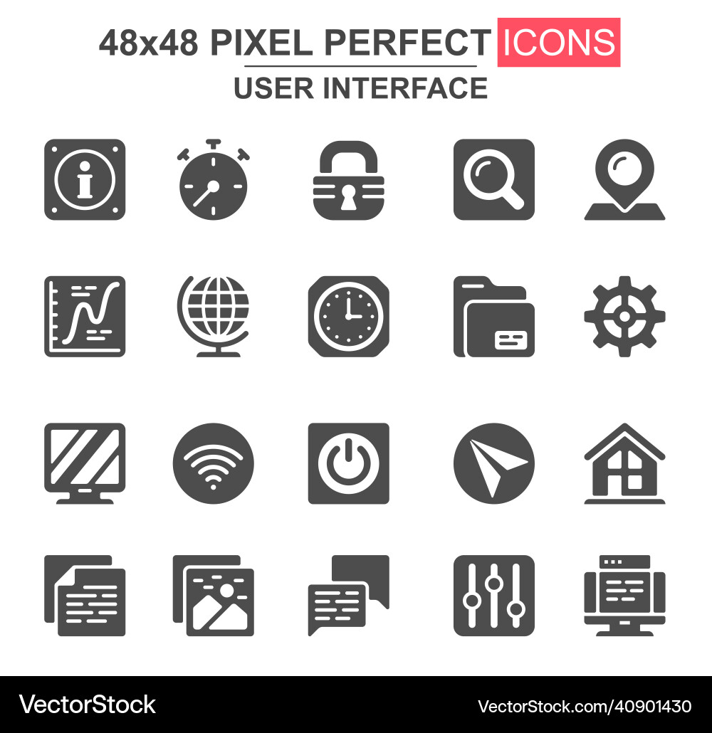 User interface glyph icon set pinpointer lock User interface glyph icon set pinpointer lock vector image
