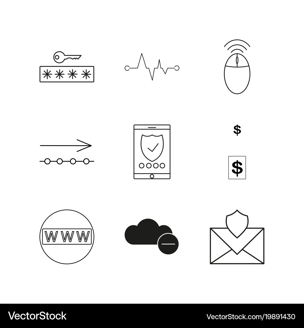 Web linear icon set simple outline icons Vector Image