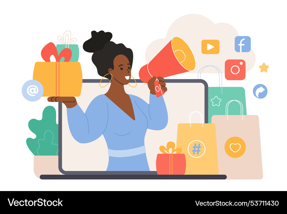 Werbung Online Kampagne von Blogger Promotion Werbung Online Kampagne von Blogger Promotion vektorbild