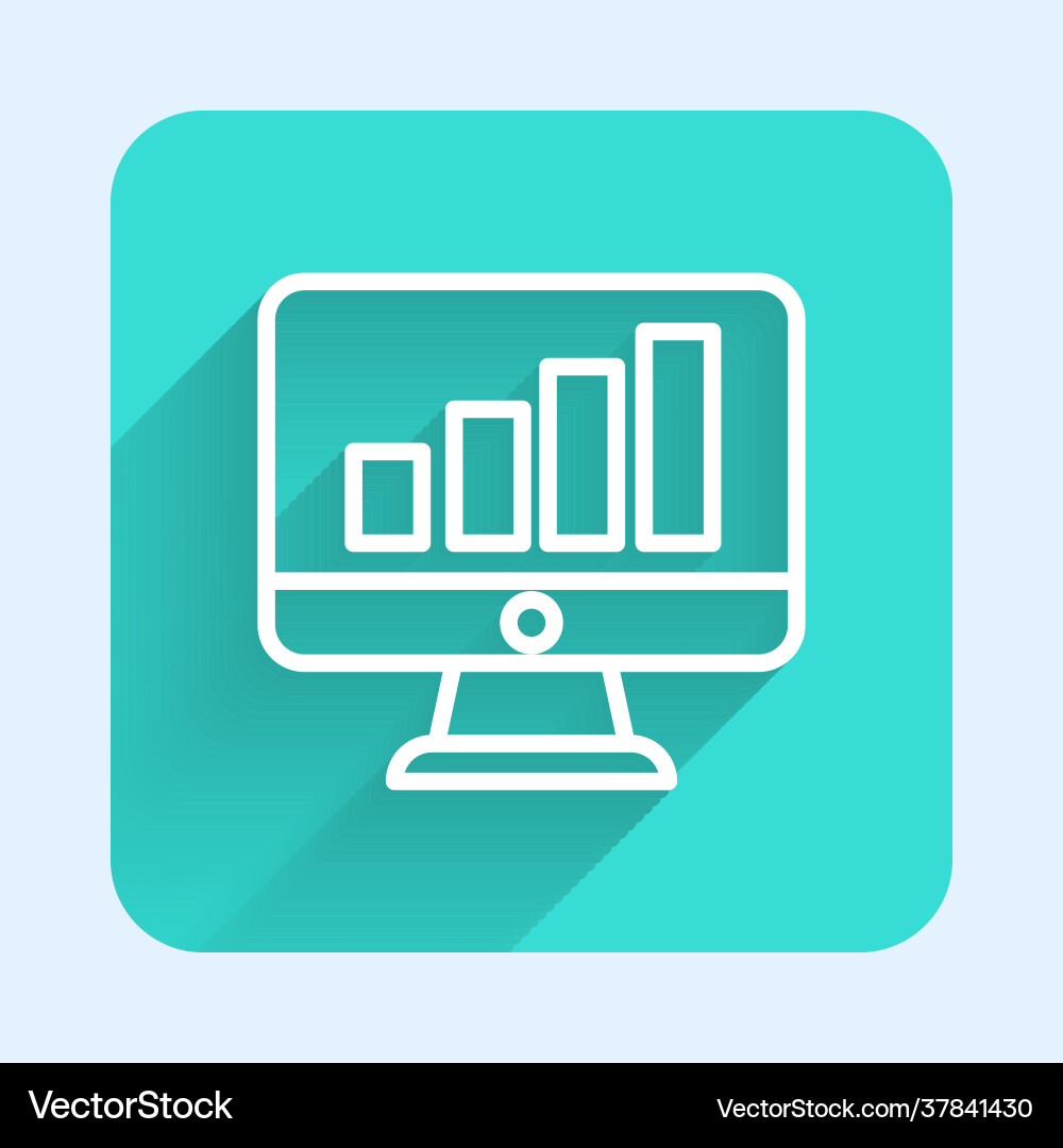 White line computer monitor with graph chart icon White line computer monitor with graph chart icon vector image
