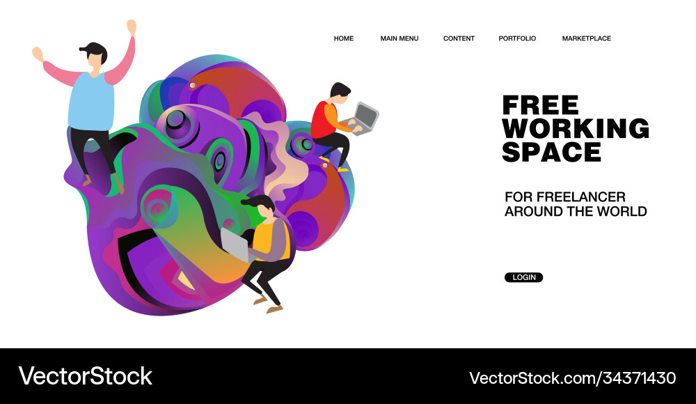 Working space and design for website presentation Vector Image