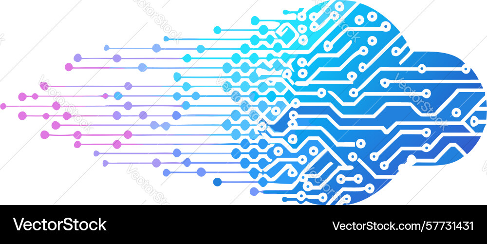 Abstract cloud brain with digital circuitry vector image