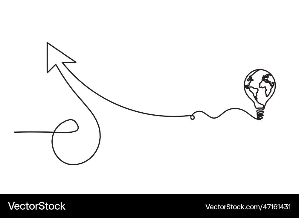 Abstract continuous lines arrows and light bulb Abstract continuous lines arrows and light bulb Vector Image