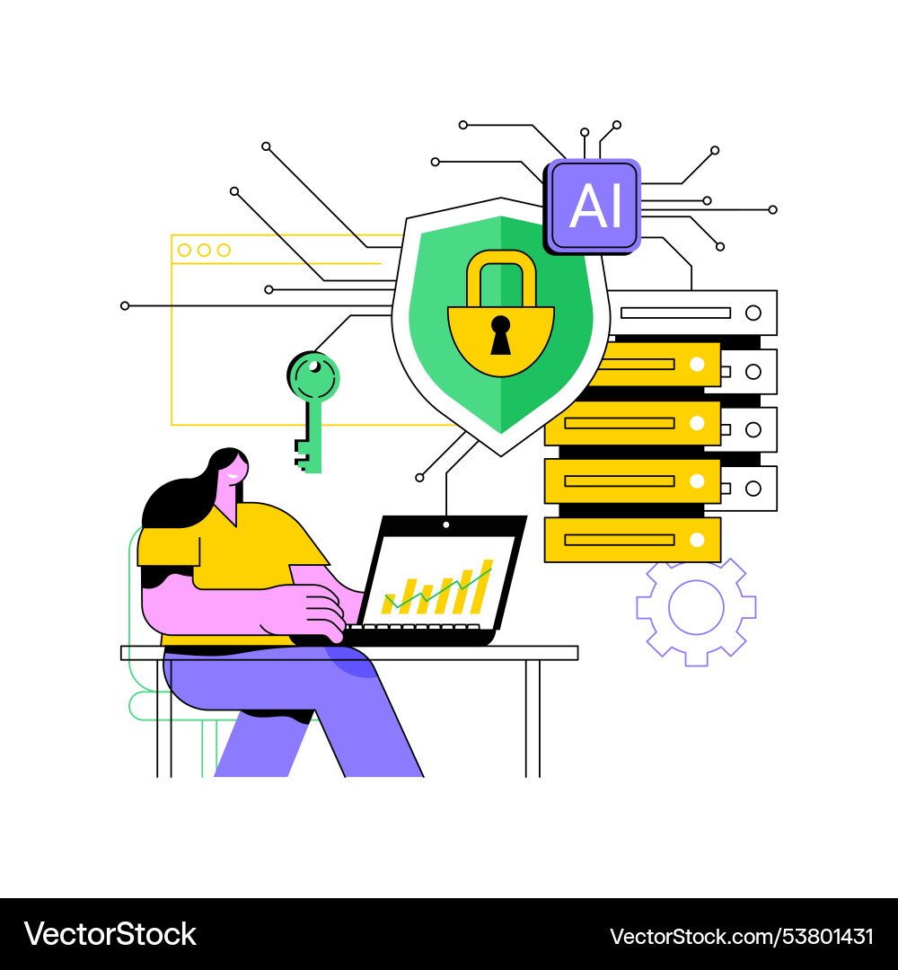 Ai-enhanced data security abstract concept Ai-enhanced data security abstract concept vector image