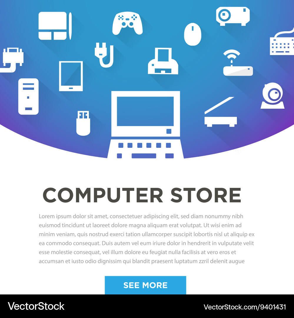 Blue computers device icons Vector Image