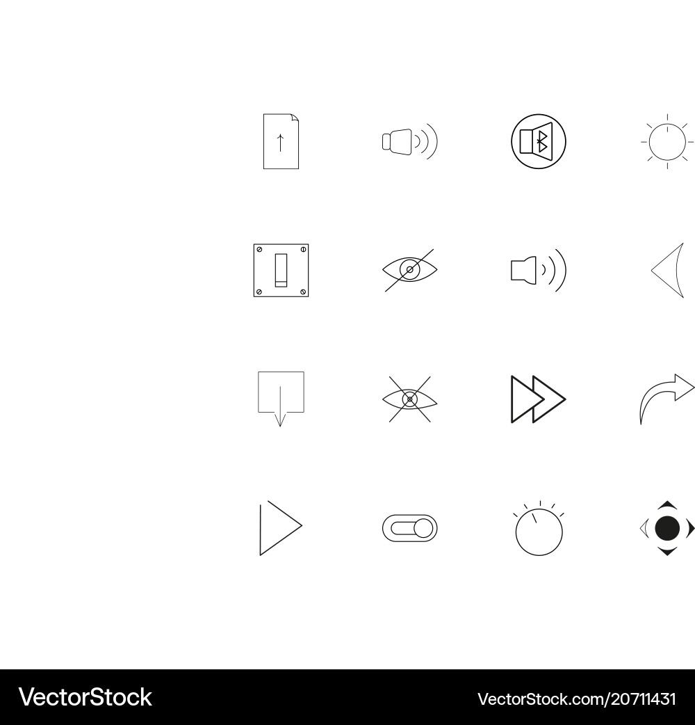 Buttons simple linear icons set outlined Vector Image