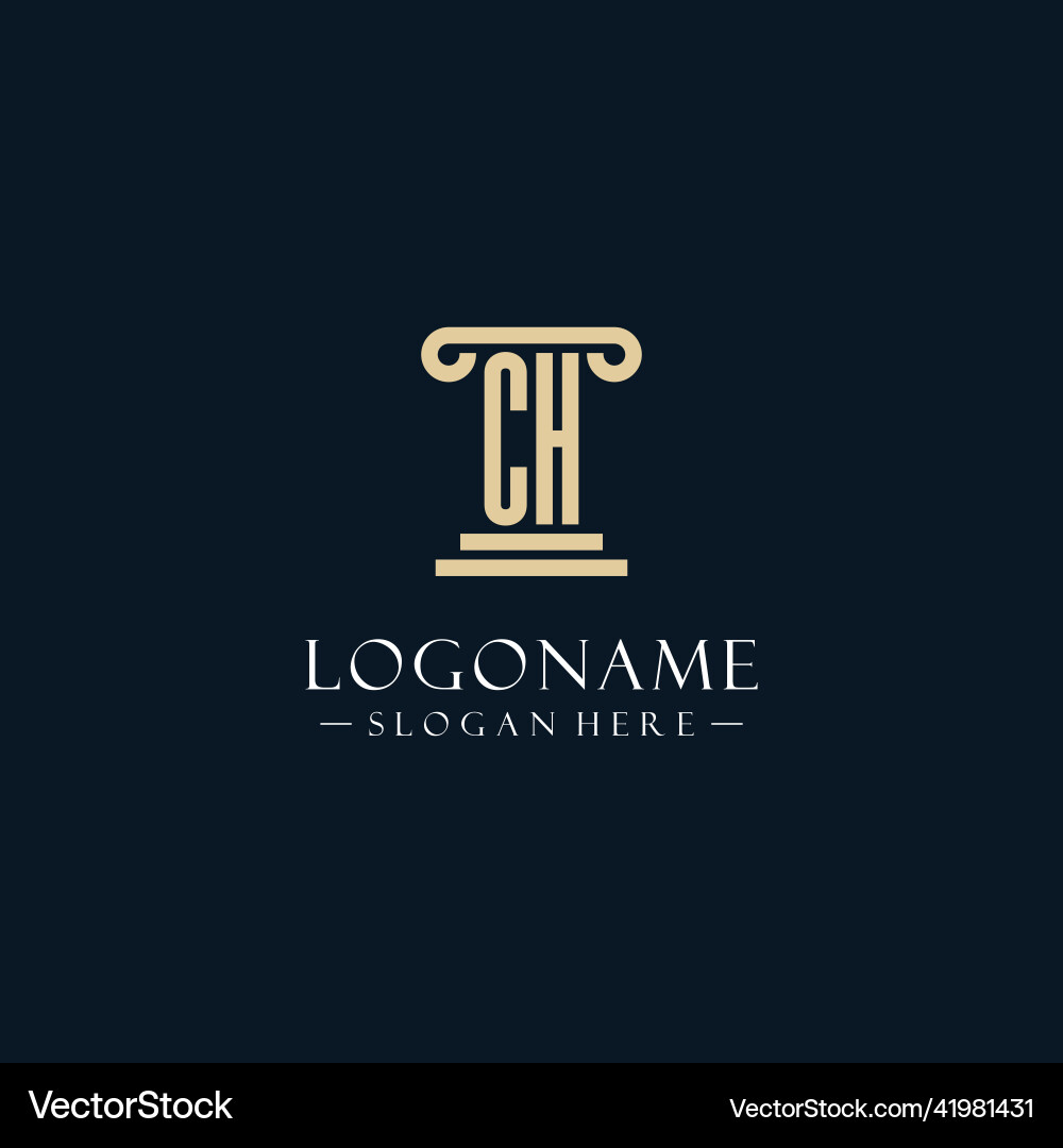 Ch initial monogram logos with pillar shapes style Vector Image